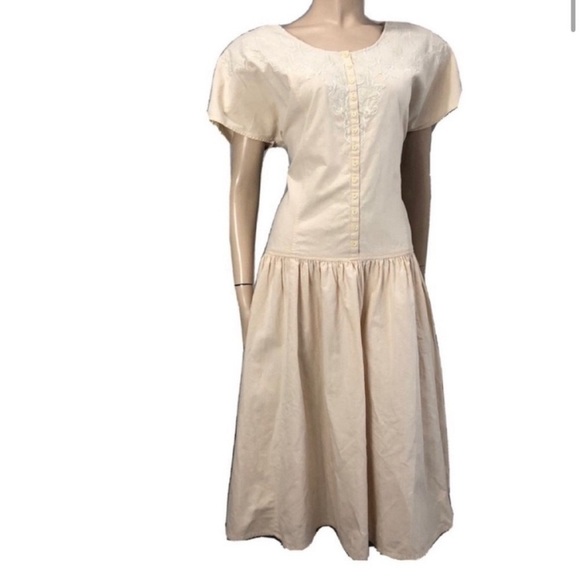 TOGETHER midi short sleeve dress yellow/cream boho 12P - Picture 1 of 16